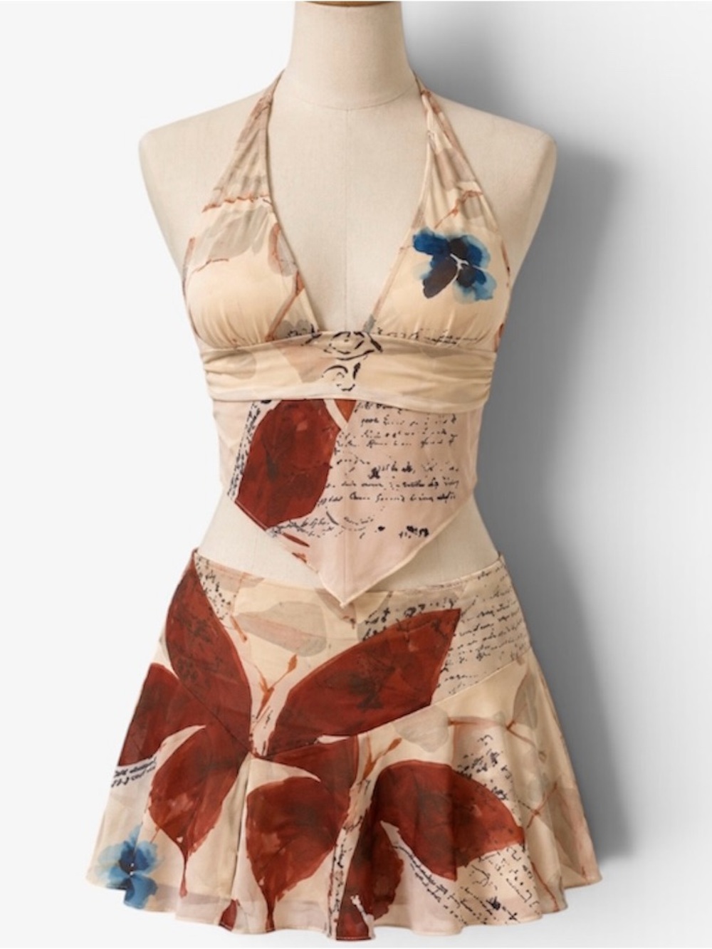 NWT Floral Halter Top & Mini Skirt Set | Vacation Two-Piece Outfit